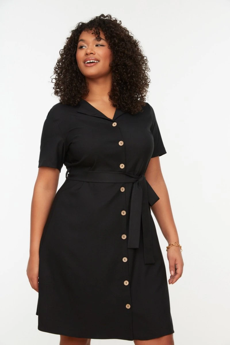 Trendyol Vrouwen Standaard Mouw Reverskraag Overhemdjurk Plus Size Jurk 10 Trendyol Vrouwen Standaard Mouw Reverskraag Overhemdjurk Plus Size Jurk - Afbeelding 8