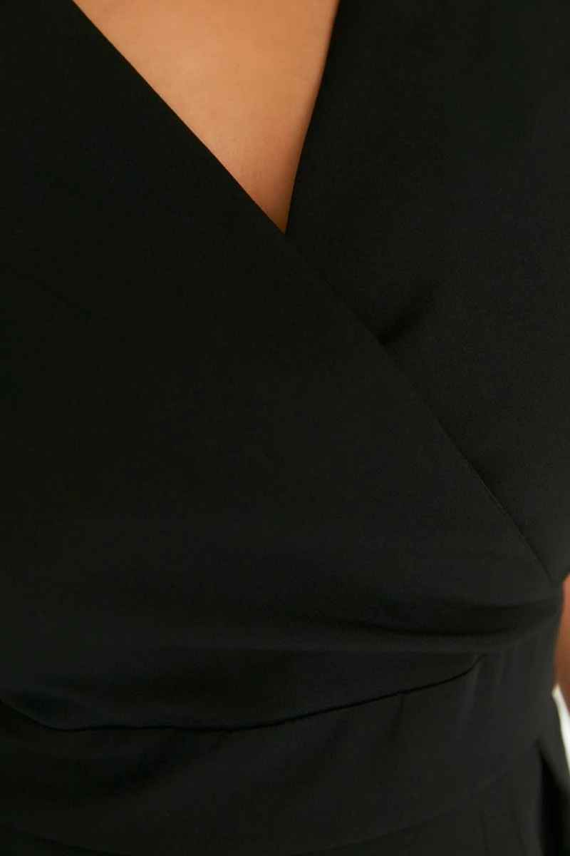 Trendyol Vrouwen Ballon Mouw Cache-coeur Basis Grote Maten Jurk 4 Trendyol Vrouwen Ballon Mouw Cache-coeur Basis Grote Maten Jurk - Afbeelding 2