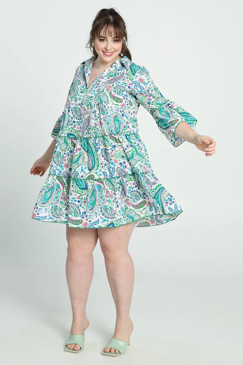 Paprika Robe Courte M3/4 Col Chemise Volant 13 Paprika Robe Courte M3/4 Col Chemise Volant - Afbeelding 11