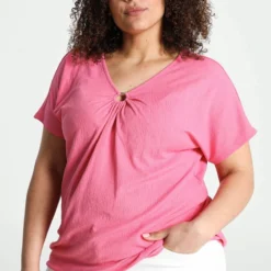 Paprika Effen, Gekreukt T-shirt Met Ring