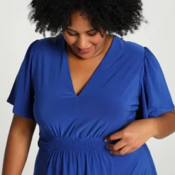 Paprika Korte, Effen Bow Jurk Met Smokwerk Op De Taille -Pantalonix Verkoopwinkel 803x1200 3