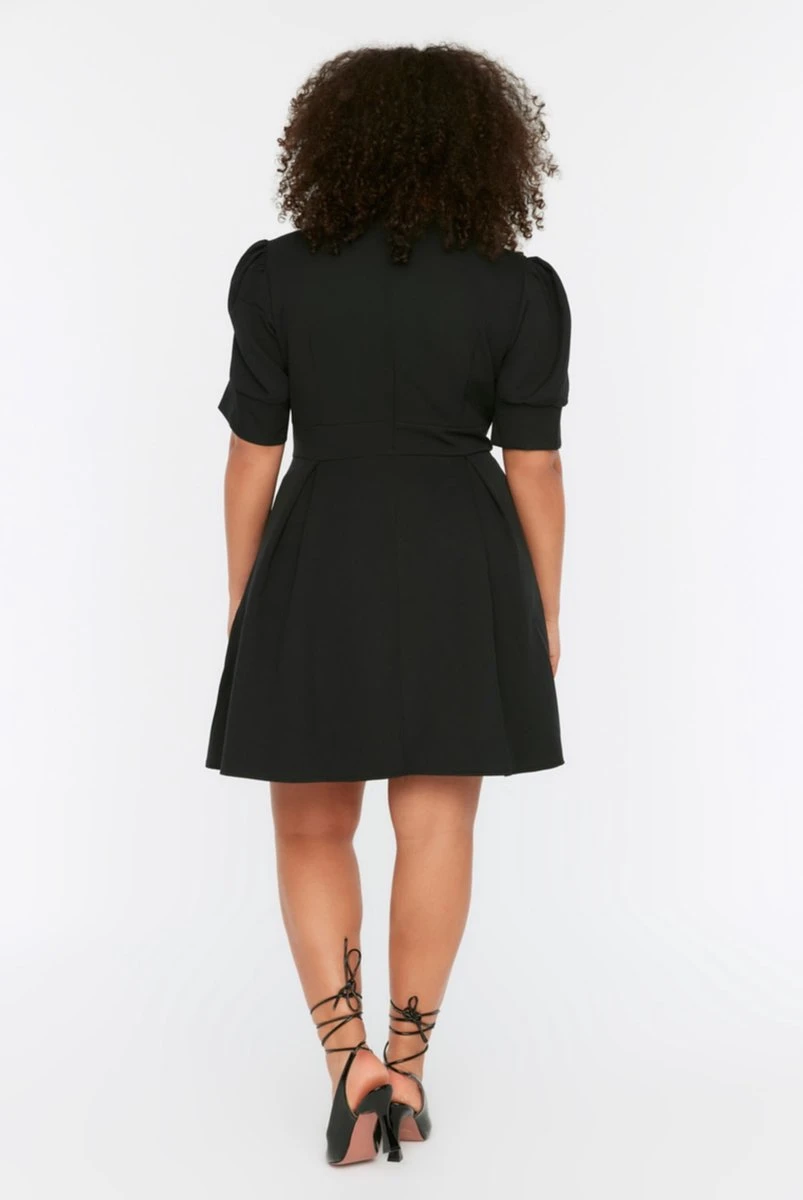 Trendyol Vrouwen Ballon Mouw Cache-coeur Basis Grote Maten Jurk 5 Trendyol Vrouwen Ballon Mouw Cache-coeur Basis Grote Maten Jurk - Afbeelding 3