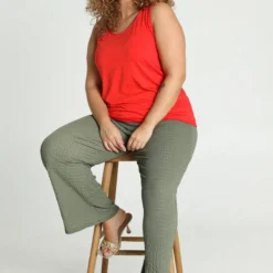 Paprika Effen Gekreukte Broek In Viscose Met Elastische Taille -Pantalonix Verkoopwinkel 805x1200 20