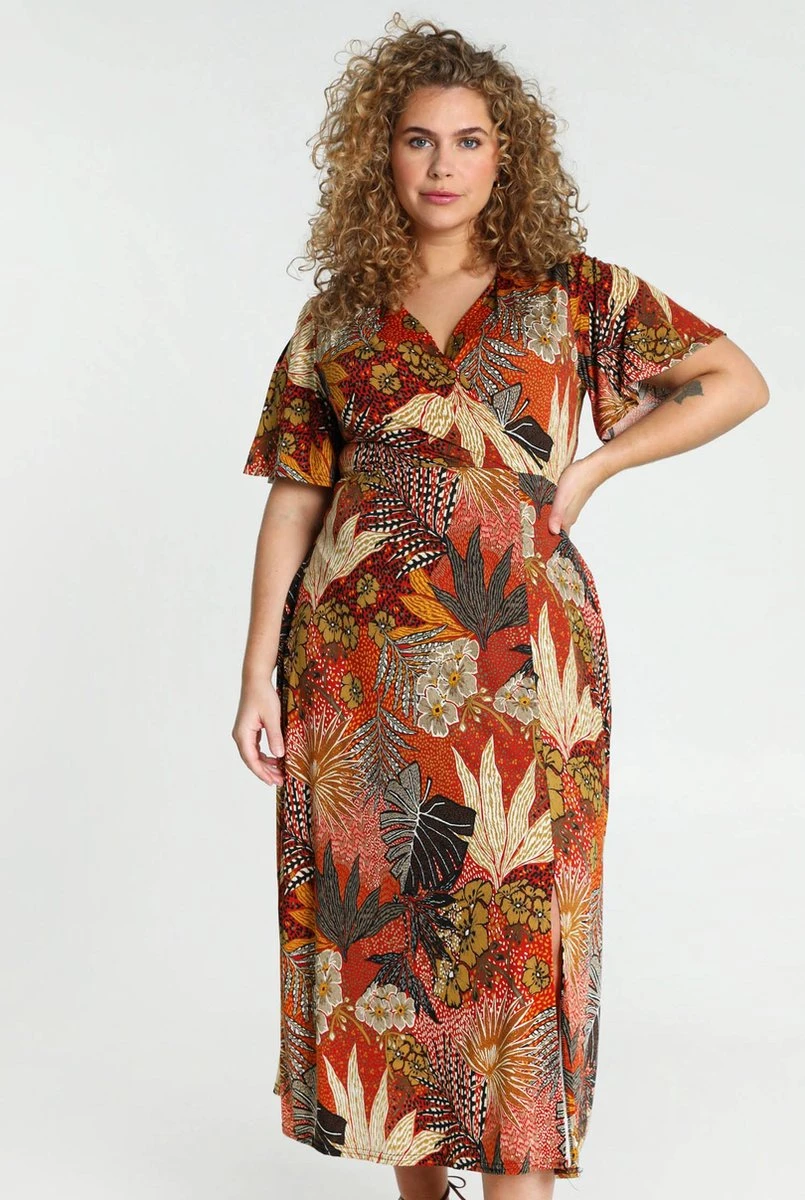 Paprika Lange Wikkeljurk Met Hawai Print 3 Paprika Lange Wikkeljurk Met Hawai Print