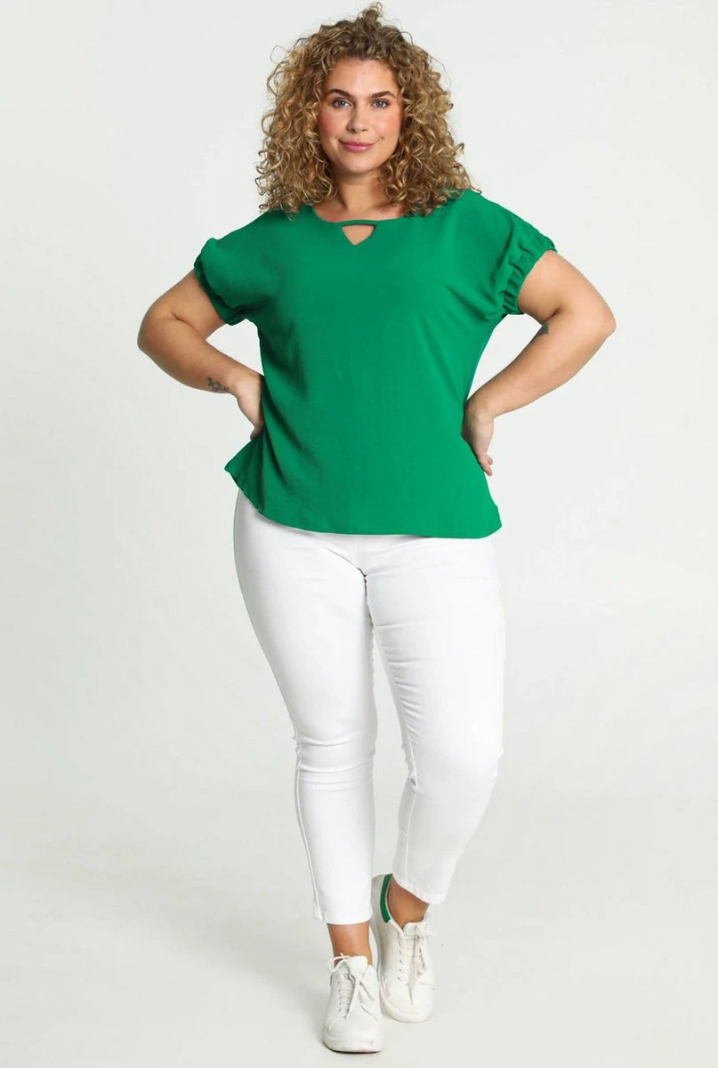 Paprika Effen T-shirt In Twee Stoffen Met Uitsparingen Bij De Kraag 8 Paprika Effen T-shirt In Twee Stoffen Met Uitsparingen Bij De Kraag - Afbeelding 6