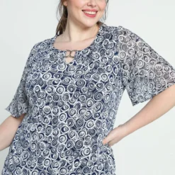 Paprika Bedrukt T-shirt In Voile Met Elleboogmouwen