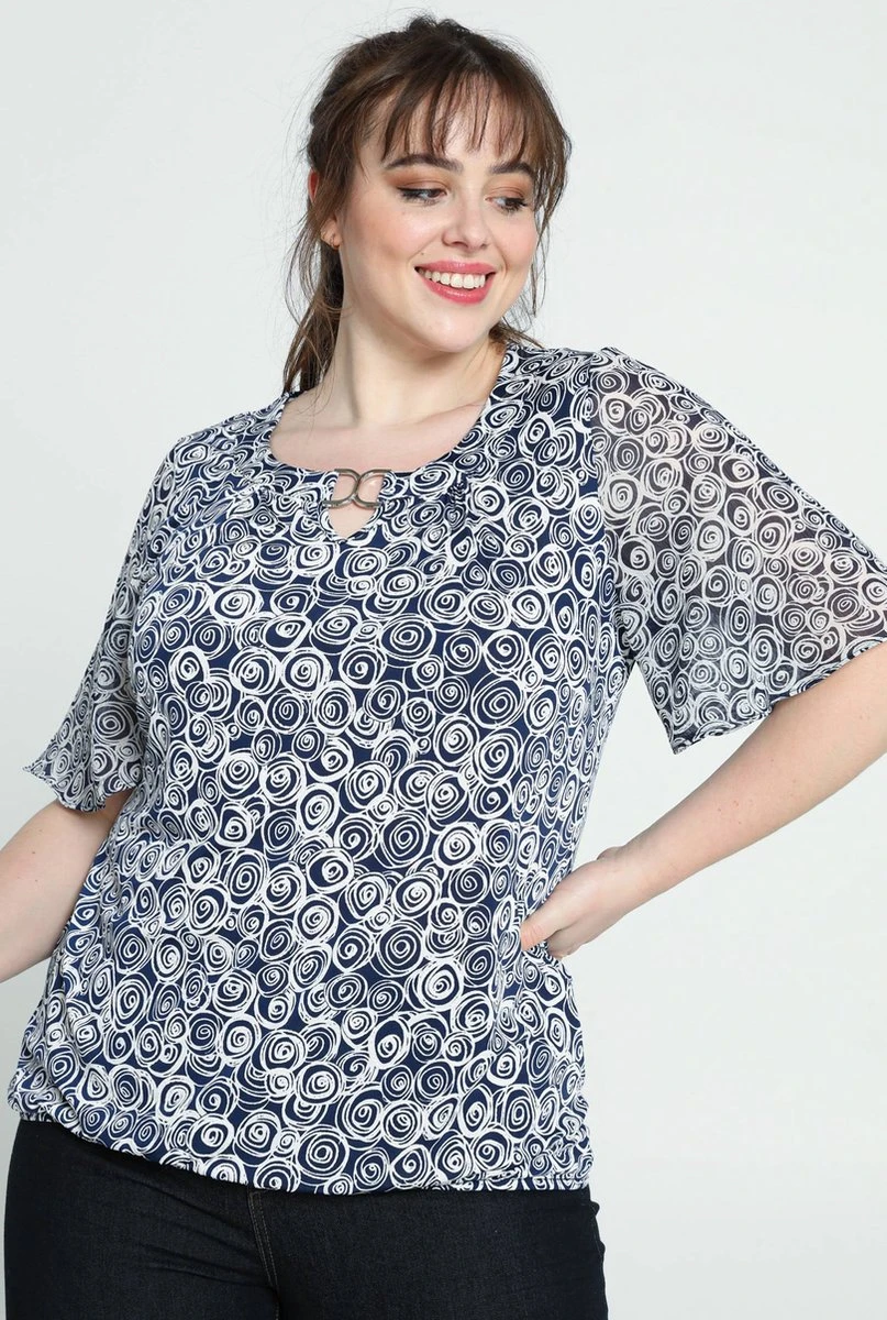 Paprika Bedrukt T-shirt In Voile Met Elleboogmouwen 3 Paprika Bedrukt T-shirt In Voile Met Elleboogmouwen