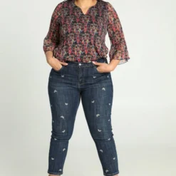 Paprika Slim 7/8-jeans 'Louise' Met Donkere, Geborduurde Vlinders Louise -Pantalonix Verkoopwinkel 810x1200 18