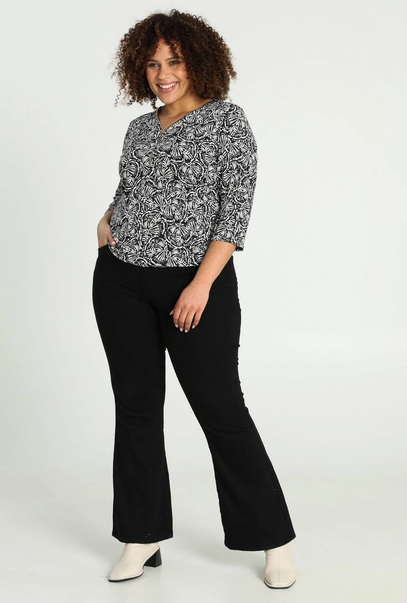 Paprika Bedrukt T-shirt Met Rits En Elastische Onderkant 5 Paprika Bedrukt T-shirt Met Rits En Elastische Onderkant - Afbeelding 3