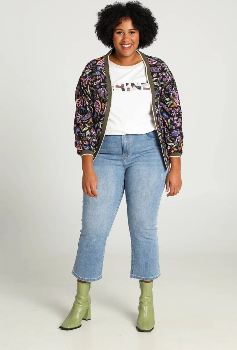 Paprika Korte, Gebloemde Bomberjack Met Lurex 5 Paprika Korte, Gebloemde Bomberjack Met Lurex - Afbeelding 3