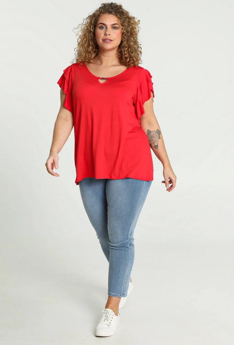 Paprika Effen T-shirt In Viscose Met Juweel Aan De Hals 13 Paprika Effen T-shirt In Viscose Met Juweel Aan De Hals - Afbeelding 11