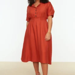 Trendyol Vrouwen Standaard Mouw Kraag A-lijn Plus Size Jurk -Pantalonix Verkoopwinkel 818x1200 13