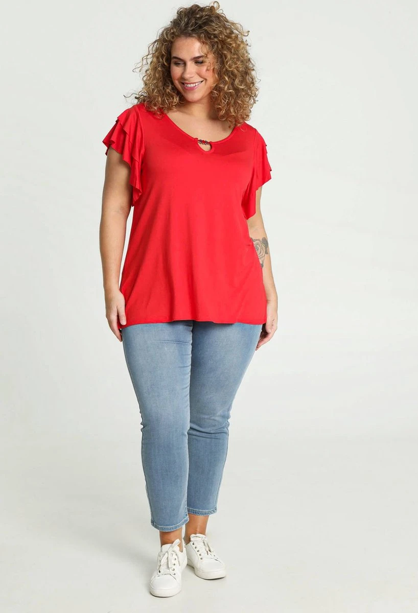 Paprika Effen T-shirt In Viscose Met Juweel Aan De Hals 11 Paprika Effen T-shirt In Viscose Met Juweel Aan De Hals - Afbeelding 9