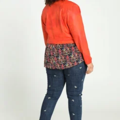 Paprika Kort, Effen Jasje Met Leereffect -Pantalonix Verkoopwinkel 822x1200 6