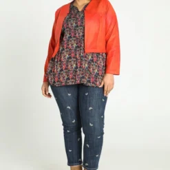 Paprika Kort, Effen Jasje Met Leereffect -Pantalonix Verkoopwinkel 824x1200