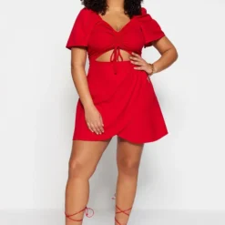 Trendyol Vrouwen Standaard Mouw V-hals A-lijn Plus Size Jurk -Pantalonix Verkoopwinkel 828x1200