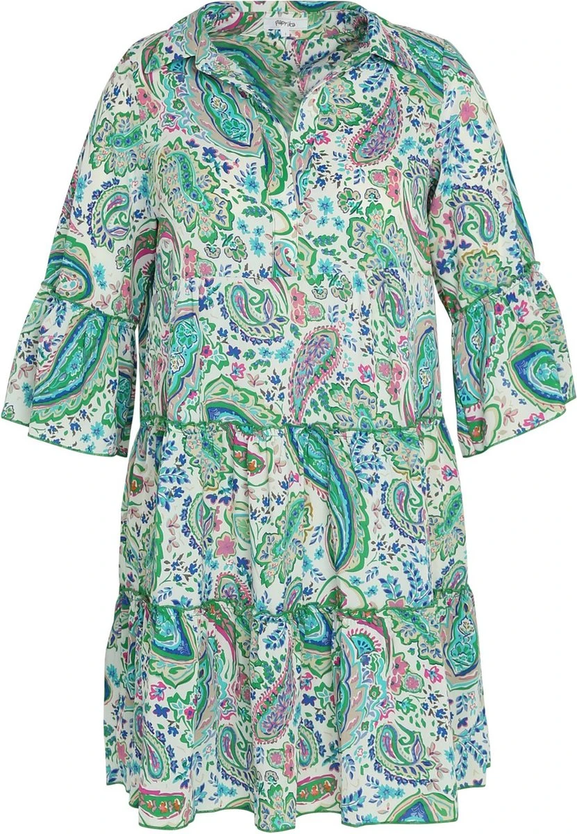 Paprika Robe Courte M3/4 Col Chemise Volant 7 Paprika Robe Courte M3/4 Col Chemise Volant - Afbeelding 5