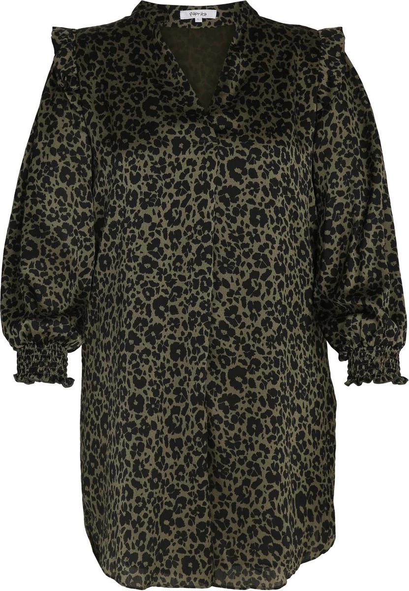 Paprika Korte Volantjurk Met Dierenprint En Smokwerk 6 Paprika Korte Volantjurk Met Dierenprint En Smokwerk - Afbeelding 4