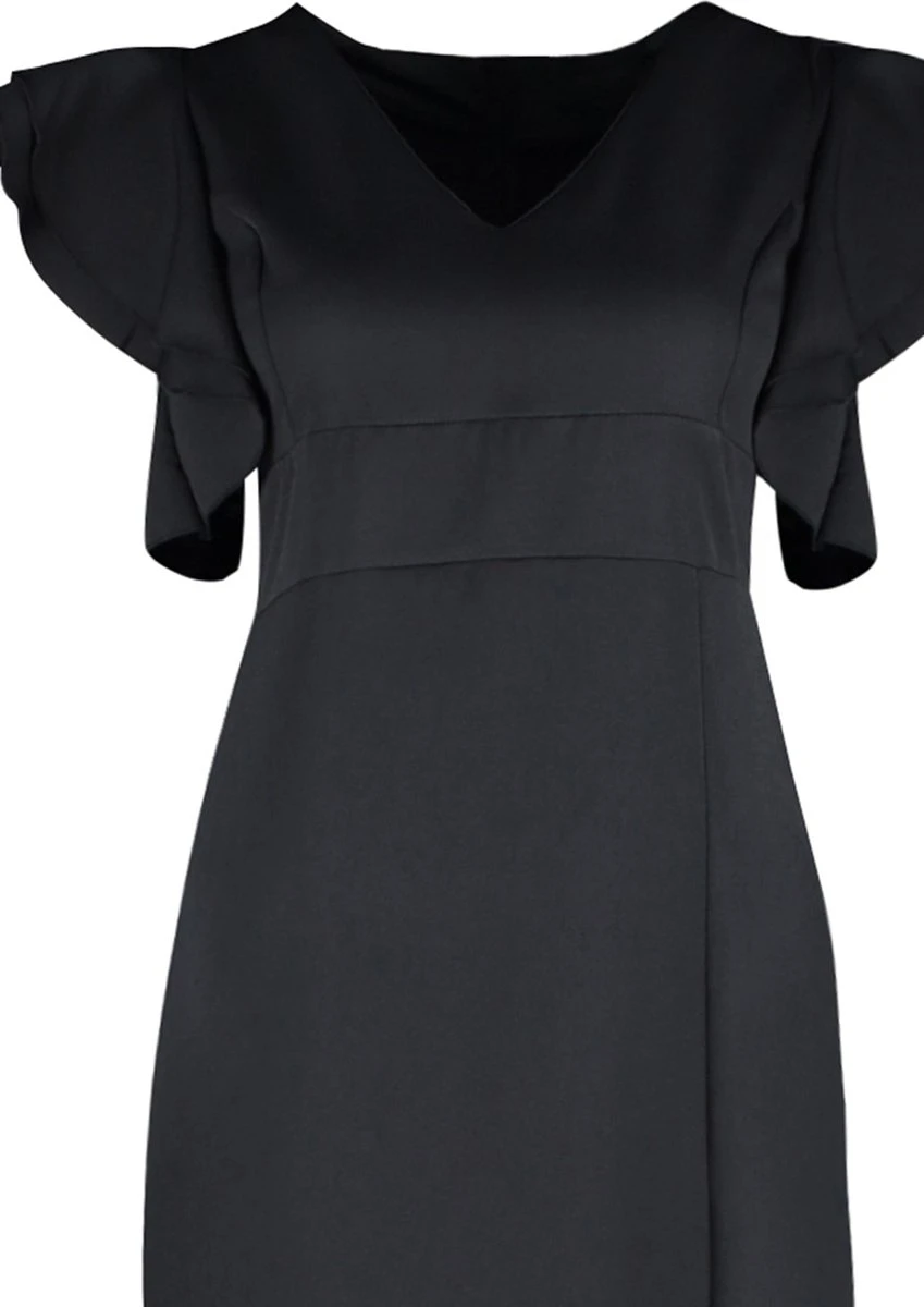 Trendyol Vrouwen Gepofte/ruche Mouw V-hals Bodycon Plus Size Jurk 8 Trendyol Vrouwen Gepofte/ruche Mouw V-hals Bodycon Plus Size Jurk - Afbeelding 6