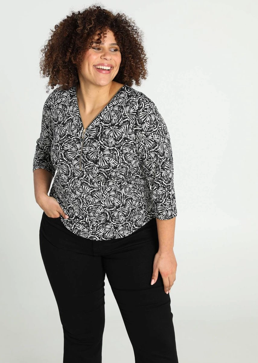 Paprika Bedrukt T-shirt Met Rits En Elastische Onderkant 11 Paprika Bedrukt T-shirt Met Rits En Elastische Onderkant - Afbeelding 9