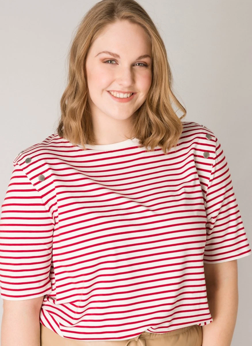 YESTA Hannalore Tops - Hot Red/Ecru - Maat X-0(44) 4 YESTA Hannalore Tops - Hot Red/Ecru - Maat X-0(44) - Afbeelding 2