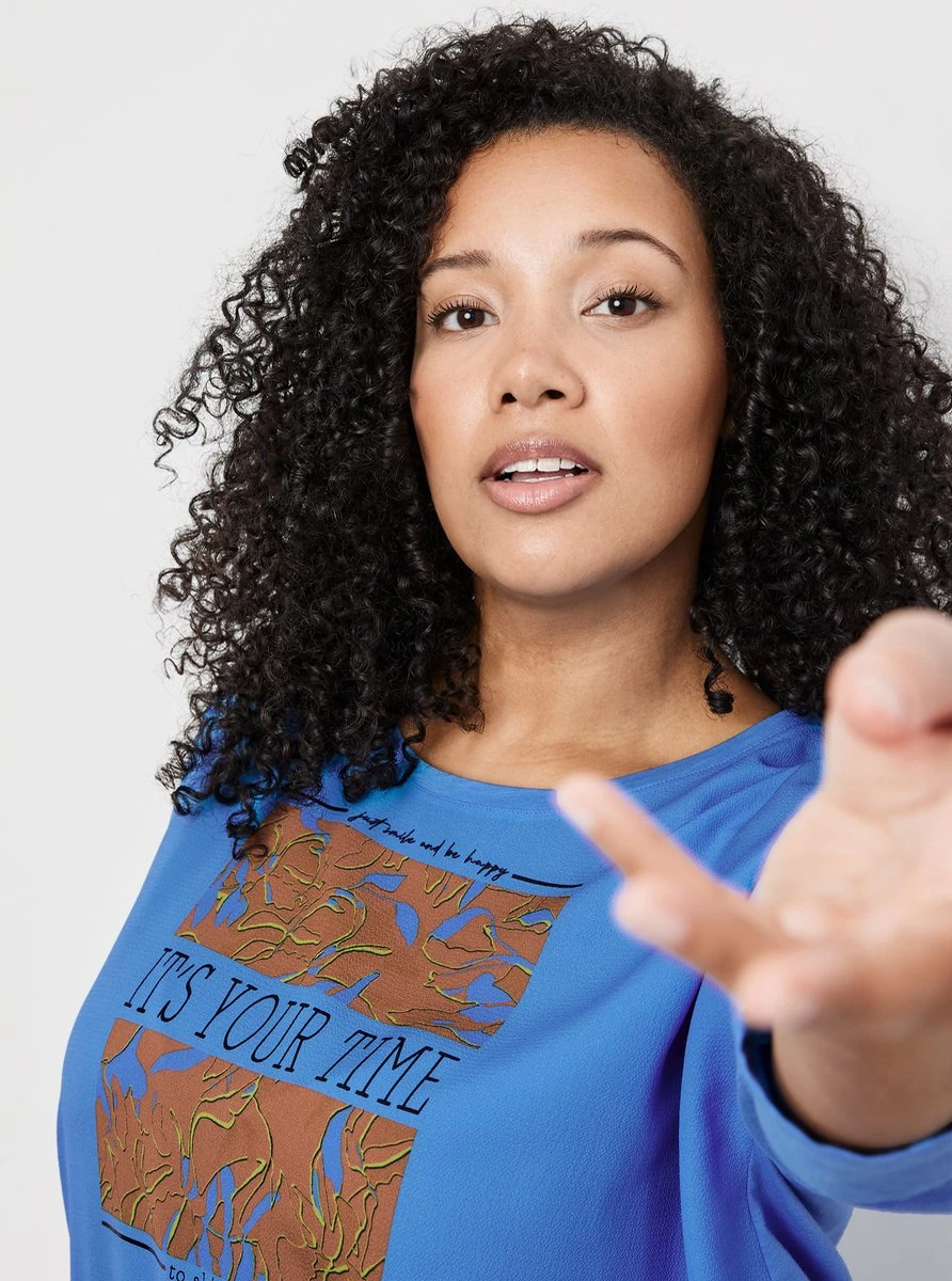 SAMOON Dames Shirt Met 3/4-mouwen Blue Bonnet Gemustert-54 7 SAMOON Dames Shirt Met 3/4-mouwen Blue Bonnet Gemustert-54 - Afbeelding 5