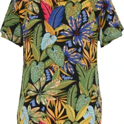 Paprika T-shirt In Viscose Met Hawai Print En Juweel Aan De Hals -Pantalonix Verkoopwinkel 921x1200