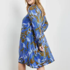 SAMOON Dames Blousejurk Blue Bonnet Gemustert-52 -Pantalonix Verkoopwinkel 923x1200 110