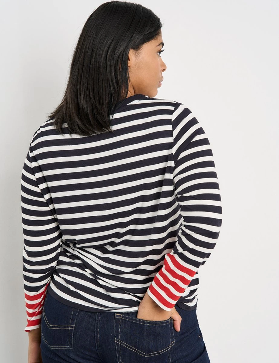 SAMOON Dames Longsleeve Navy - Offwhite Ringel-50 6 SAMOON Dames Longsleeve Navy - Offwhite Ringel-50 - Afbeelding 4