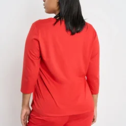 SAMOON Dames Shirt Met 3/4-mouwen Power Red Gemustert-42 -Pantalonix Verkoopwinkel 923x1200 16