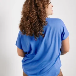 SAMOON Dames Shirt Blue Bonnet Gemustert-42 -Pantalonix Verkoopwinkel 923x1200 161