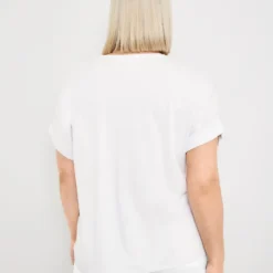 SAMOON Dames T-shirt White Gemustert.-42