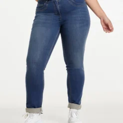 SAMOON Dames 5-pocket Jeans In 7/8 Lengte Betty Jeans Dunkelblau Denim-46