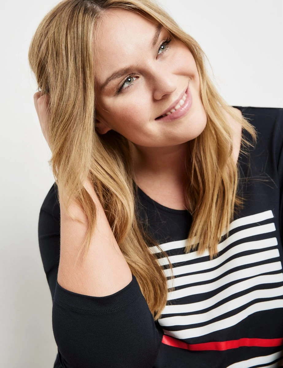 SAMOON Dames Shirt Met 3/4-mouwen Navy Gemustert-44 6 SAMOON Dames Shirt Met 3/4-mouwen Navy Gemustert-44 - Afbeelding 4