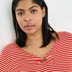 SAMOON Dames T-shirt Power Red - Offwhite Ringel-42 10 SAMOON Dames T-shirt Power Red - Offwhite Ringel-42 -Pantalonix Verkoopwinkel 923x1200 29