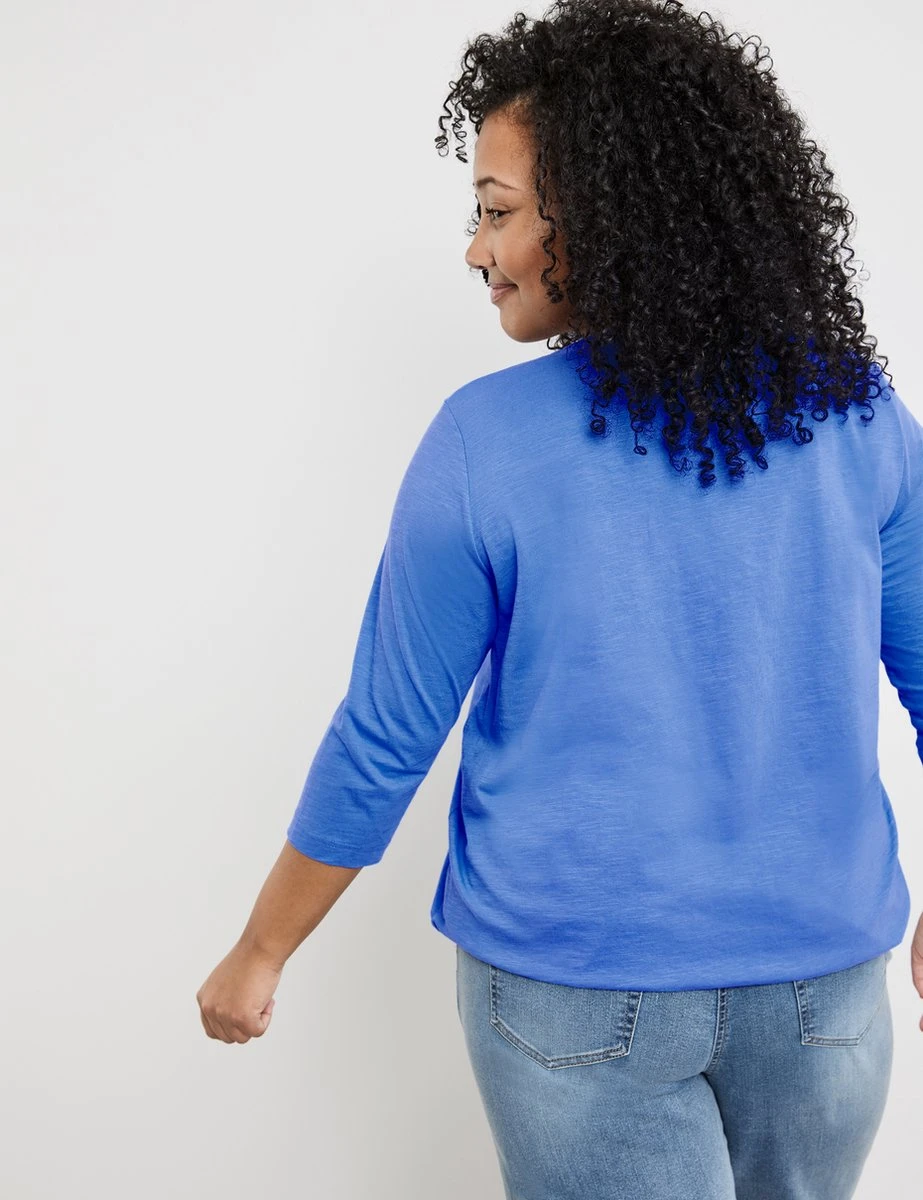 SAMOON Dames Shirt Met 3/4-mouwen Blue Bonnet Gemustert-56 6 SAMOON Dames Shirt Met 3/4-mouwen Blue Bonnet Gemustert-56 - Afbeelding 4