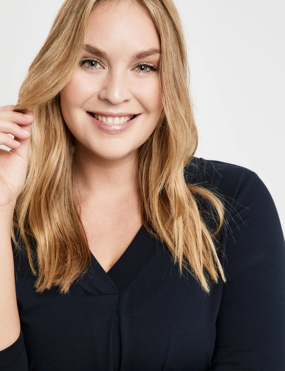 SAMOON Dames Shirt Met 3/4-mouwen Navy-54 6 SAMOON Dames Shirt Met 3/4-mouwen Navy-54 - Afbeelding 4