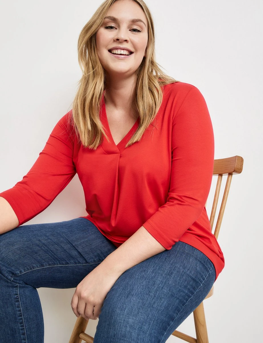 SAMOON Dames Shirt Met 3/4-mouwen Power Red-42 5 SAMOON Dames Shirt Met 3/4-mouwen Power Red-42 - Afbeelding 3