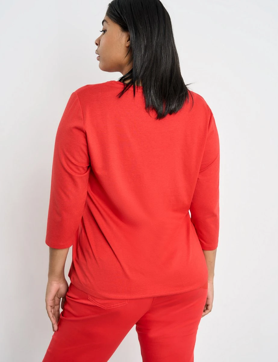 SAMOON Dames Shirt Met 3/4-mouwen Power Red Gemustert-44 3 SAMOON Dames Shirt Met 3/4-mouwen Power Red Gemustert-44