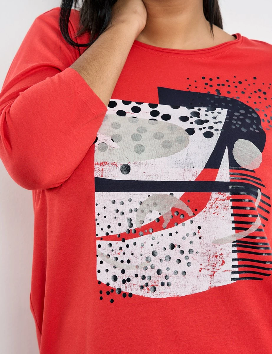 SAMOON Dames Shirt Met 3/4-mouwen Power Red Gemustert-44 6 SAMOON Dames Shirt Met 3/4-mouwen Power Red Gemustert-44 - Afbeelding 4