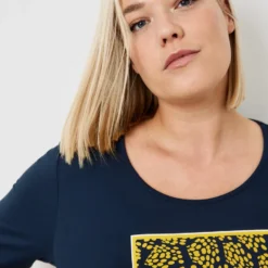 SAMOON Dames Shirt Met Halflange Mouwen Mood Blue Gemustert-50 -Pantalonix Verkoopwinkel 923x1200 72