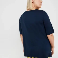 SAMOON Dames Shirt Met Halflange Mouwen Mood Blue Gemustert-50 -Pantalonix Verkoopwinkel 923x1200 73