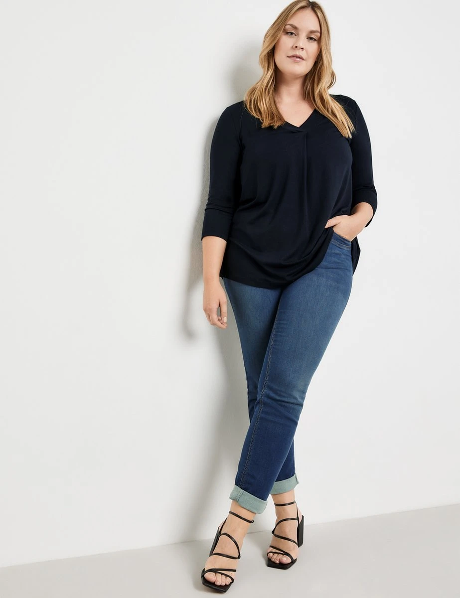 SAMOON Dames Shirt Met 3/4-mouwen Navy-42 7 SAMOON Dames Shirt Met 3/4-mouwen Navy-42 - Afbeelding 5