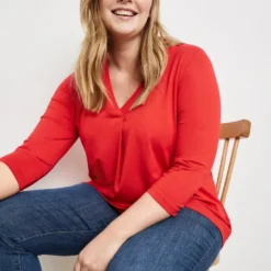 SAMOON Dames Shirt Met 3/4-mouwen Power Red-54 -Pantalonix Verkoopwinkel 923x1200 93