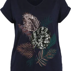 Paprika Opengewerkt T-shirt Met Hawai Print, Pailletten En Strass