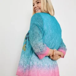 SAMOON Dames Shirt Cyan Gemustert-52 9 SAMOON Dames Shirt Cyan Gemustert-52 -Pantalonix Verkoopwinkel 934x1200