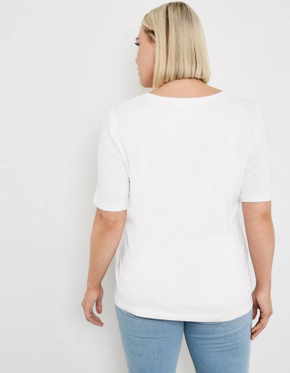 SAMOON Dames T-shirt White Gemustert.-42 4 SAMOON Dames T-shirt White Gemustert.-42 - Afbeelding 2