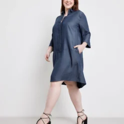 SAMOON Dames Blousejurk Dark Blue Denim-46 -Pantalonix Verkoopwinkel 941x1200