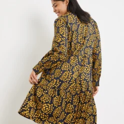 SAMOON Dames Jurk Met A-lijn Mood Blue Gemustert-52 -Pantalonix Verkoopwinkel 952x1200