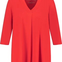 SAMOON Dames Shirt Met 3/4-mouwen Power Red-52